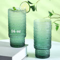 6pcs Hobnail Drinking Glasses Set, 16 oz Vintage Glassware Drinking Glasses, Gradual Dark Green Water Glasses Tumbler, Cups for Kitchen, Juice, Beer, Cocktail, Whiskey