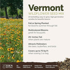 Eden Brothers Vermont Wildflower Mixed Seeds for Planting, 1 oz, 30,000+ Seeds with Cosmos, Cornflower | Attracts Pollinators, Plant in Spring or Fall, Zones