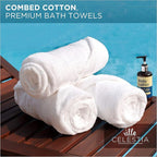 600 GSM 100% Cotton Bath Towels, White, Set of 2, Highly Absorbent, Plush, Soft, Quick Dry, 2 Pieces Combed Cotton Luxury Towels for Hotels, Spa, Salon, Bathroom, Dorm, Pack of 2