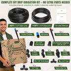 Spalolen Push-to-Connect Drip Irrigation System Kit, 2-Zone Garden Watering System with 50FT 1/2" Mainline, Leak-Resistant Quick Connect Fittings, Adjustable Emitters for Raised Beds, Greenhouse