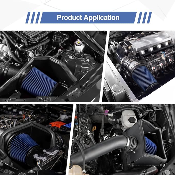 Universal Clamp On Air Intake Filter fits 3 In /3.5 In /4 In Three Different Size, Cone Air Intake Filter（Blue）