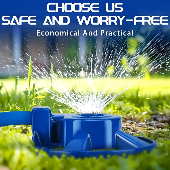 Domensi 1 Pack Cast Iron Lawn Sprinklers for Yard Heavy Duty Metal Garden Water Sprinkler American Threaded Joints for Lawn Garden Yard Irrigation System, Blue
