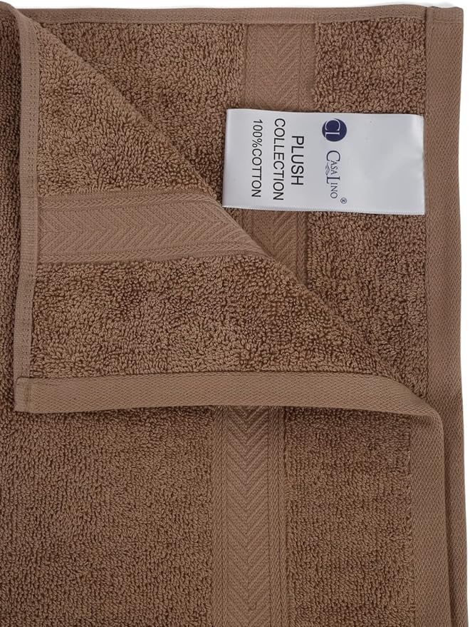 Casa Lino 4 Pack Hand Towels for Bathroom, 18"x28", 100% Cotton, Ultra Soft & Highly Absorbent, Premium Luxury Towels for Gym, Shower, Hotel, New Apartment Essentials, Brown