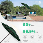 JEAREY 9FT 3 Tier Patio Umbrella Outdoor Market Umbrella Table Umbrellas with 8 Ribs 1.5 Pole Push Button Tilt and Crank UV Protection for Garden,Dark Green