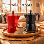 Mixpresso Black 3 Cup Moka Pot Cuban Coffee Maker, Moka Pot for Gas, Electric Stove Top, Classic Italian Coffee Maker, Stovetop Espresso Maker, Camping Pot Makes 3 Espresso Cup 5 Oz - Mug 4.4 Oz