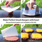 Meykers Smash Burger Press 6.3” Burger Smasher | for Griddle Grill Pan Skillet | Weight Gain Flat Presser Smashburger Maker 304 Stainless Steel | Meat Bacon Sandwich Panini | Tool Kit for BBQ Lover