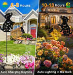 Solar Lights Outdoor Decorative, Watering Can with Cascading Lights, with Dog Silhouette Garden Stakes, Waterproof Metal Garden Decor for Yard Art, Outside, Patio, Lawn Ornaments(1 Pack)