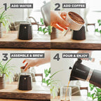 GROSCHE Milano Stovetop Espresso Maker Moka pot 12 espresso Cup - 23.6 fl oz, Black, Cuban Coffee Maker Stove top coffee maker Moka Italian espresso greca coffee maker brewer percolator