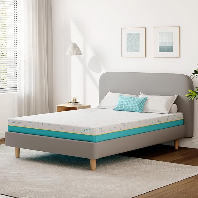 MLILY 7 Inch Queen Mattress for Kids, Memory Foam Bunk Bed Mattress, Made in The USA of US Foam and Global Materials, CertiPUR-US Certified, Medium Firm Trundle, Blue