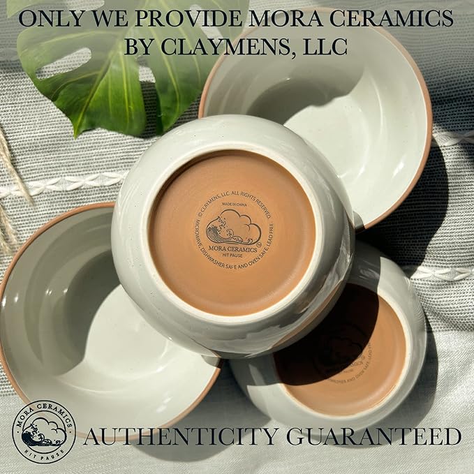 Mora Ceramic Bowls For Kitchen, 28oz - Bowl Set of 4 - For Cereal, Salad, Pasta, Soup, Dessert, Serving etc - Dishwasher, Microwave, and Oven Safe - For Breakfast, Lunch and Dinner - Earl Grey