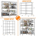 Homdox 5 Tier Storage Shelves, Heavy Duty Wire Shelving Unit, Adjustable Metal Shelves for Storage, Garage Rack Pantry Shelves Kitchen Shelving, 14"x60"x72", Silver Gray