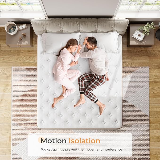 Vesgantti Cal King Mattress, 12 Inch Memory Foam Hybrid Mattress in a Box with Individual Pocket Spring, Cal King Size Mattress for Pressure Relief, Motion Isolation, Medium Firm Support