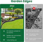 Landscape Edging, 33' 4" Tall Garden Edging with Scissors, Lawn Edging with 30 Garden Spikes and 2 Connectors, Heavy Duty PP&PE Material Edging for Landscaping, Garden, Lawn, Black