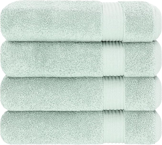 Cotton Paradise 4 Piece Turkish Bath Towels for Bathroom, 100% Cotton Extra Large Soft Plush Towels Bathroom Set, Mint Green