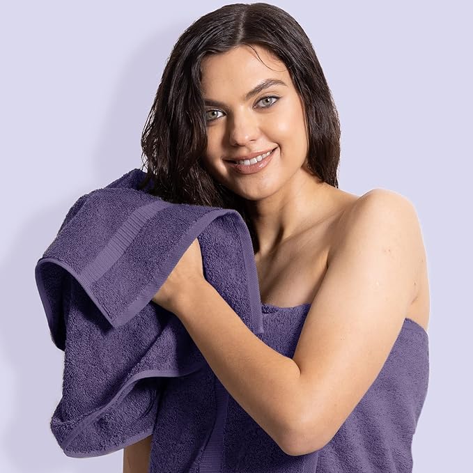 Chakir Turkish Linens | Hotel & Spa Quality 100% Cotton Premium Turkish Towels | Soft & Absorbent (Personalized 3-Piece Towel Set, Plum)