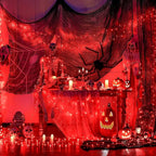 JMEXSUSS 400 LED Red Halloween String Lights Outdoor, 132ft Red String Lights Indoor Plug in with Remote, 8 Modes Christmas Light for Tree Room Fireplace Christmas Halloween Party Decor