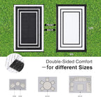 OLANLY Outdoor Rug 9x12 ft Waterproof, Reversible Outdoor Plastic Straw Rug, RV Mat, Indoor Outdoor Carpet Clearance for Patio, Camping, Balcony, Deck, Backyard, Black & White