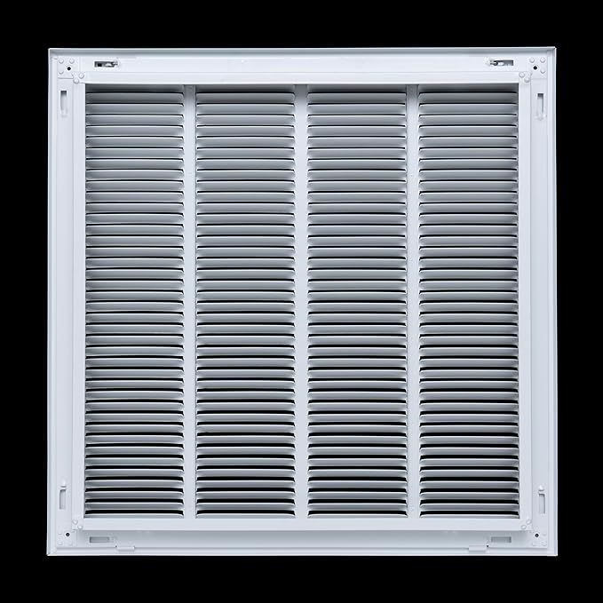 22" X 8" Steel Return Air Filter Grille for 1" Filter - Easy Plastic Tabs for Removable Face/Door - HVAC Duct Cover - Flat Stamped Face -White [Outer Dimensions: 23.75w X 9.75h]