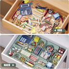 Plastic Drawer Organizers, 18 PCS Drawer Organizer Bins, Bathroom and Vanity Organizer Plastic Tray, Makeup organizer and storage for Makeup, Bedroom, Kitchen Gadgets Utensils and Office (Green)