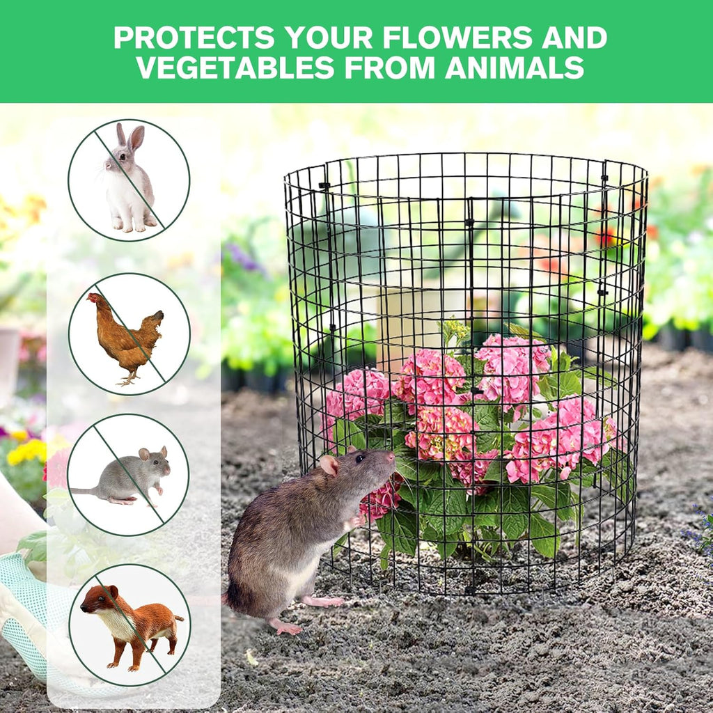 MWELLEWM 15Pcs Plant Protectors from Animals Metal Plant Cages for Outdoor Plants Plant Cage & Supports Keep Animal Out Garden Wire Mesh Protection from Rabbit Chicken Squirrel Tree Flower