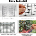 6 Sets of 24'' x 12'' Garden Plant Protectors from Animals with Detachable Covers, Metal Plant Cage Chicken Wire Cloche with Ground Stakes and Nylon Tie, Wire Plant Cage to Keeping Bunny Animals Out