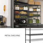 IZEUK Garage Shelving Wide Storage Shelves 5 Tier Metal Shelves Heavy Duty Adjustable Utility Shelf Rack Black 23.6" D x 53.1" W x 73.6" H