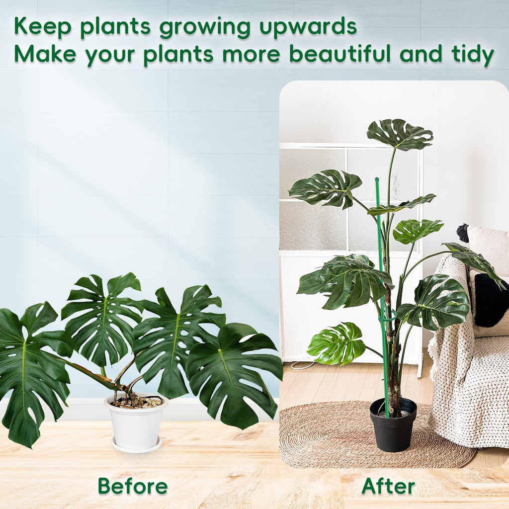 Plant Stakes 14.2Inch, BOVITRO 16Pcs Garden Stakes with Clips for Indoor Outdoor Plants, Adjustable Length Plant Support Stakes, Orchid Stick, Tomato Beans Vegetable Stakes for Garden