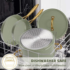 VONIKI Ceramic Cookware Set - Nonstick Pots and Pans With Kitchen Utensils, Non-Toxic, Induction Compatible, Dishwasher and Oven Safe