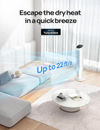 Dreo Evaporative Air Cooler, 40” Standing Fans that Blow Cold Air, 80° Oscillating Bladeless Cooling Fan for Bedroom, Swamp Cooler, Removable Water Tank, Ice Pack, Remote, 3 Mode 4-Speed, White