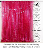 ShinyBeauty Sequin Curtain Fuchsia 4FTx8FT Sequin Photo Backdrop Hot Pink Sequin Backdrop Curtain Glitter Photography Backdrop Bridal Shower Backdrop for Wedding