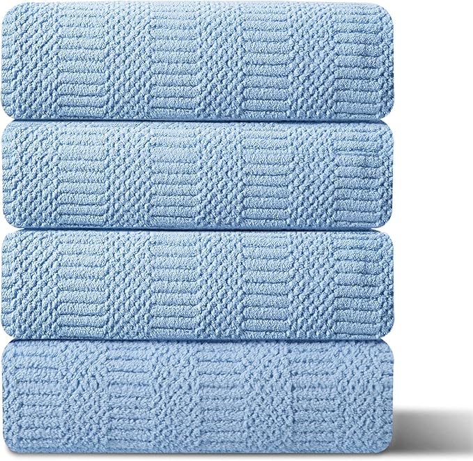 4 Piece Extra Large Bath Towels Set 35x70 Inches, Blue Oversized Soft Bath Sheet Towels 600 GSM Highly Absorbent Quick Dry Towels Set for Bathroom Hotel Spa