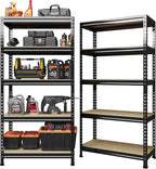 PrimeZone 32"W x 16"D x 63" H Storage Shelves - 2 Pack 5 Tier Adjustable Garage Storage Shelving, Heavy Duty Metal Storage Organizer Utility Rack Shelf Unit for Warehouse Pantry Closet Kitchen, Black