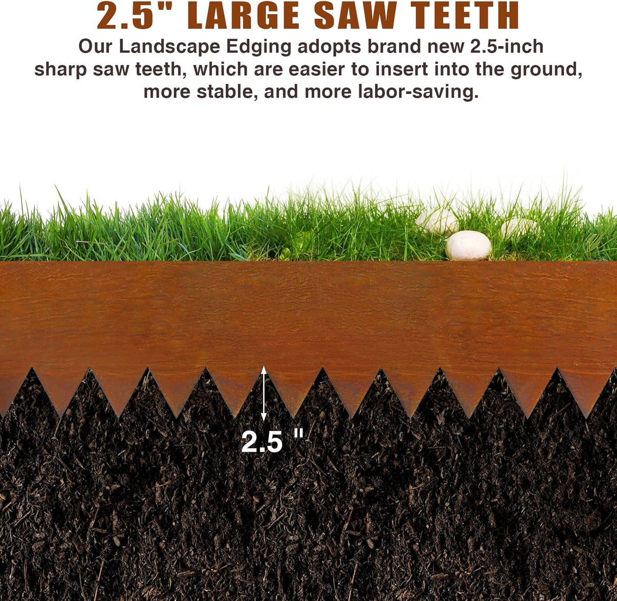 40" L X 6" H Corten Steel Landscape Edging,6 Pack Landscape Edging with 7 Clips and Gloves,Garden Edging Border for Lawn, Flower Bed, Yard (Rust-Colored)