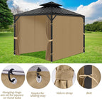 Gazebo Privacy Curtains 12' x 16' with Zipper 4-Panels Side Wall Universal Replacement for Patio, Outdoor Canopy, Garden and Backyard (Curtain Only)