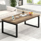 EXCEFUR Coffee Table, Modern Wood and Metal Living Room Table, Industrial Rectangle Center Table for Home Office, Rustic Oak, 47 Inch