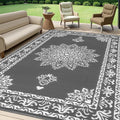 Yamaziot Outdoor Rug 6x9 Ft, Waterproof Plastic Straw Patio Rug, Reversible Backyard Carpet UV Resistant Portable RV Mat Clearance, Large Indoor Outdoor Rug for Patio, Porch, Deck, Balcony, Dark Gray