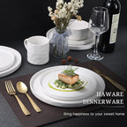 HaWare Dinnerware Sets, 16-Piece Stoneware Plates and Bowls Set, Elegant Ceramic Dish Set for 4, Chip and Scratch Resistant, Microwave and Dishwasher Safe, Speckled White