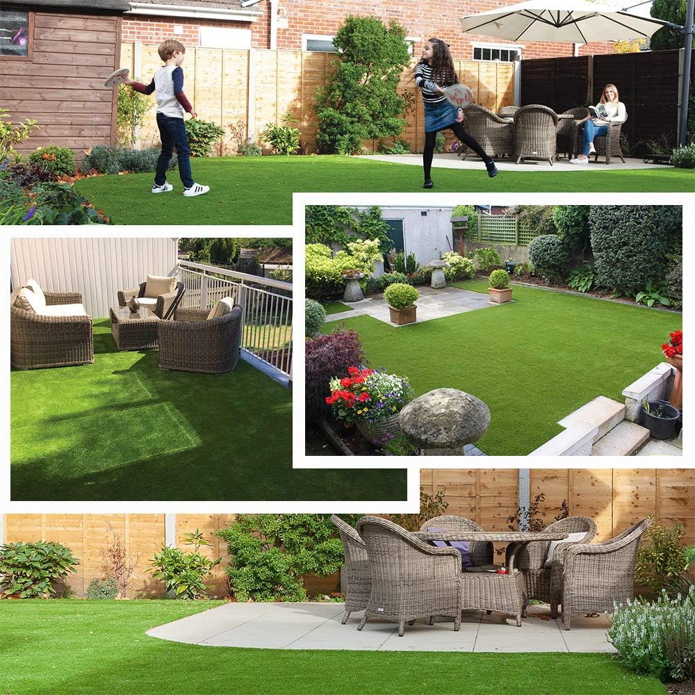 Petgrow Synthetic Artificial Grass Turf Lawn 9ft x 10ft, 1.38" Outdoor/Indoor Fake Grass Rug Astroturf for Dogs,Faux Grass Rug with Drainage Holes/Custom Size Provided