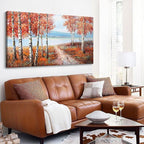 YDYSUNE Large Painting Wall Art Expertly Picture for Living Room Red and White Home Bedroom Decoration Tree Framed Artwork Decor 24X48
