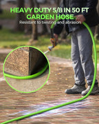 50 FT x 5/8″ Garden Hose, Lightweight Flexible Garden Water Hose with Swivel Handle, 200 PSI Working, 450 PSI Burst, Heavy Duty Water Hose for All-Weather Outdoor Use, G50GH06
