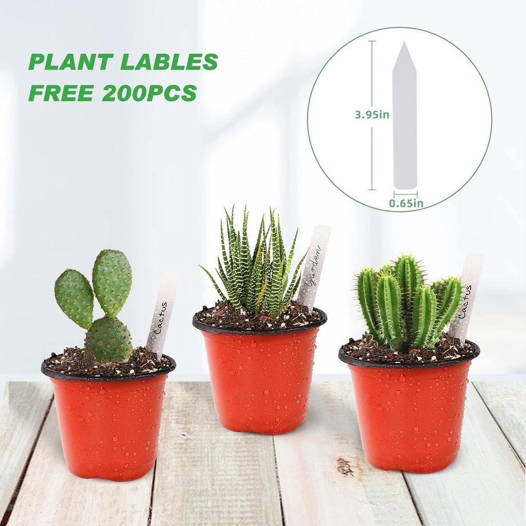 TDHDIKE 4" Small Plastic Plant Pots with 200 Red Seed Starting Pots for Indoor and Outdoor Planting