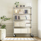 IZEUK 5-Tier Storage Shelving Unit with Wheels, Adjustable Heavy Duty Steel Wire Rack Organizer (Chrome, 17.7" D x 47.2" W x 76.7" H, 1750 lbs Capacity) for Garage, Kitchen, Pantry, Laundry, Basement