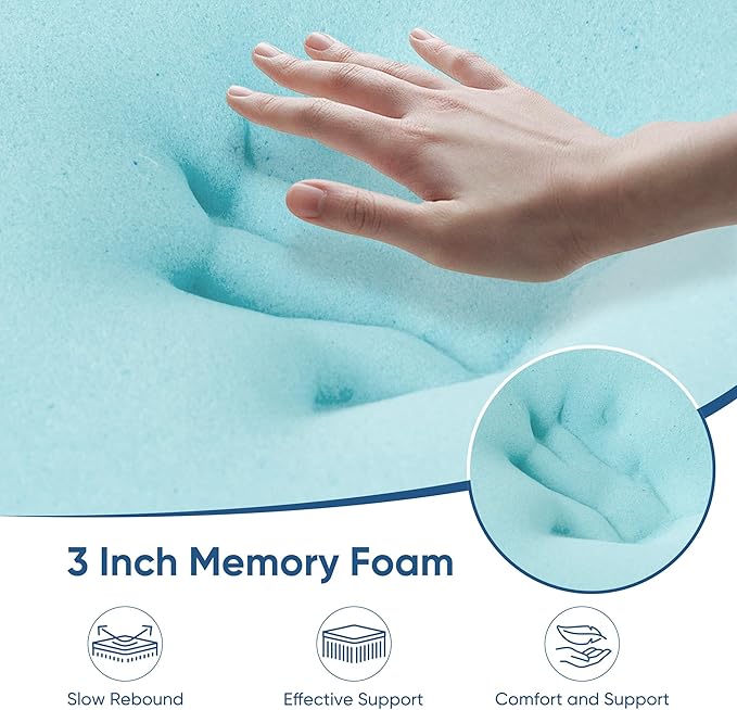 Memory Foam Mattress Topper King Size, 3 Inch Gel Infused Cooling Mattress Pad with Breathable Bamboo Cover, Pressure Relief & Machine Washable Bed Topper 76"x80" Gray