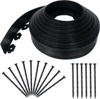 3.15" x 100' No Dig Landscape Edging, Flexible Garden Edging Borders with 90 Anchoring Spikes, Plastic Lawn Edging for Landscaping Garden Flower Beds Grass Yard Paver Pathway, Black