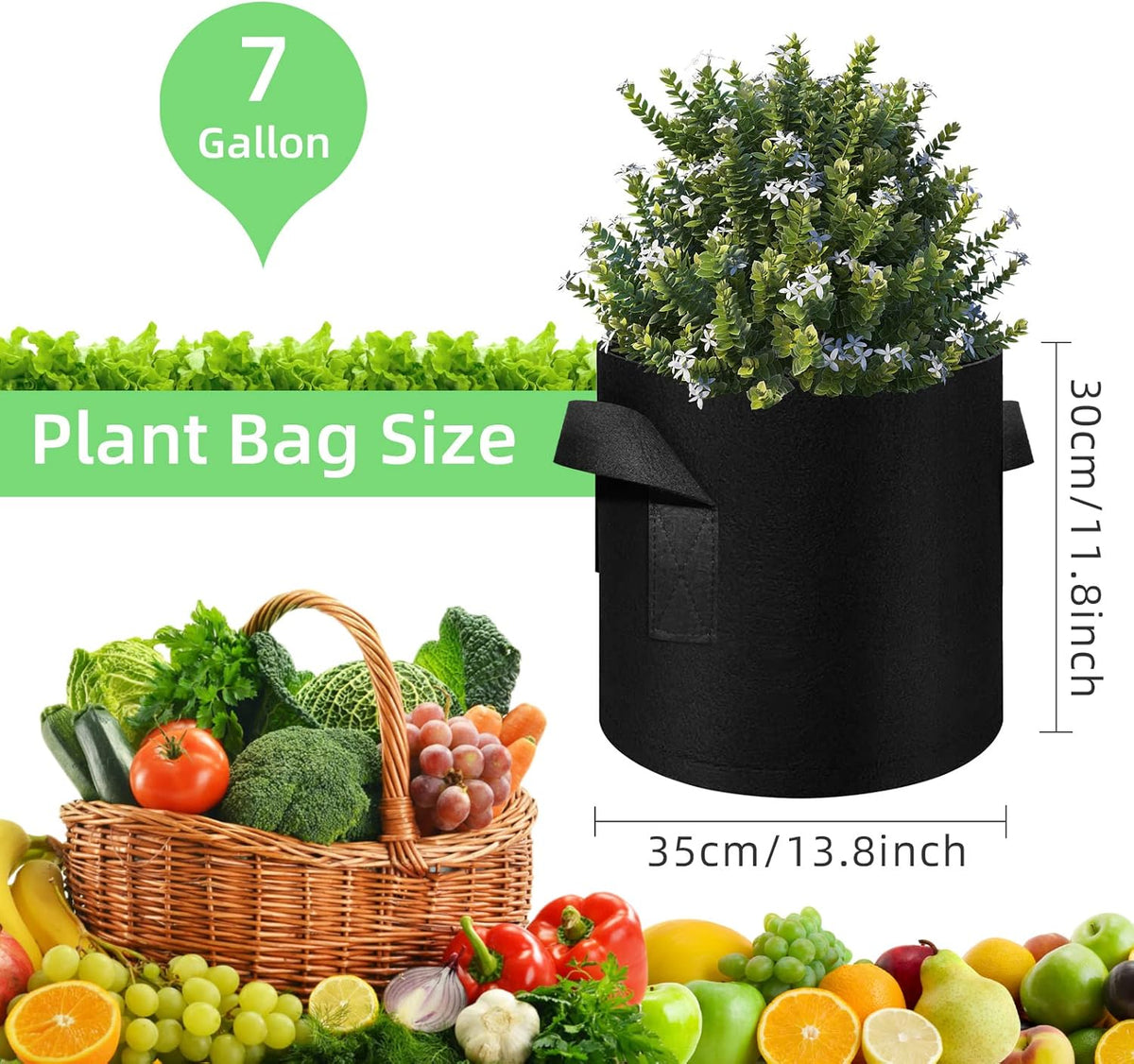 150 Pack 7 Gallon Grow Bags Garden Plant Grow Bag Aeration Fabric Pots with Handles Nonwoven Cloth Pots Planting Bags Garden Bags to Grow Vegetables Flowers Potatoes (7 Gal)