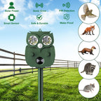 Animal Repellent Outdoor Solar Powered, Ultrasonic Deer Squirrel Skunk Rabbit Rodent Dog Deterrents Waterproof Animal Repeller, Pest Control for Gardens, Deter Mice, Snake, Squirrels, Rodents