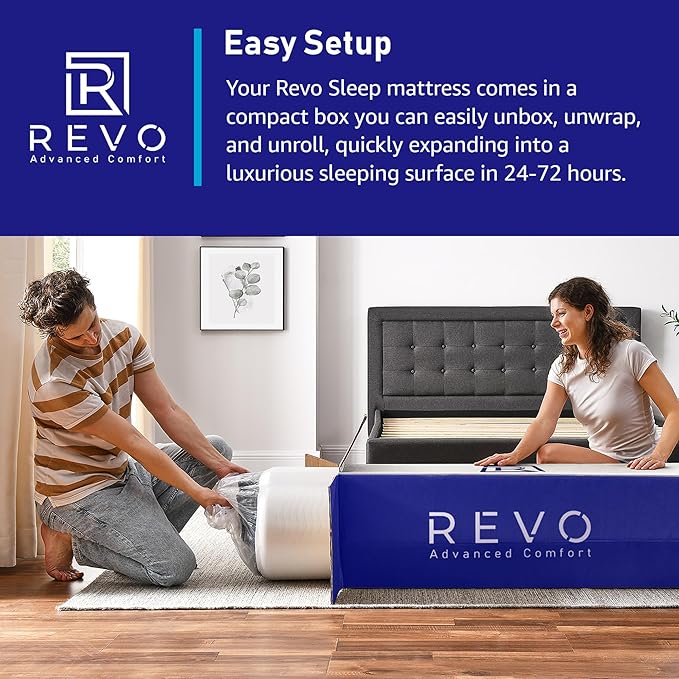 REVO Sleep Gel Memory Foam Mattress, 12-Inch California King – Cooling Gel Foam Mattress with Full-Body Support, Pressure Relief & Breathable Comfort for Deeper Sleep