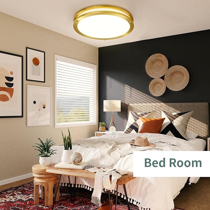 Gold Light Fixtures Ceiling Mount 16 inch Set of 2, Modern Kitchen Lighting Fixtures Ceiling 36W, Dimmable Close to Ceiling Light Fixture 5CCT for Bedroom, Bathroom, Living Room