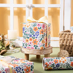 WRAPAHOLIC Kraft Floral Wrapping Paper Roll - Mini Roll - 17 Inch x 9.8 Feet - Ditsy Flower Wrapping Paper, Perfect for Wedding, Birthday, Bridal Shower, Tea Party