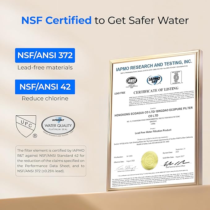 Waterdrop 2.25G Gravity Water Filter System, NSF/ANSI 42&372 Standard, Stainless Steel System with 2 Carbon Filters, Reduces 99% of Lead and Chlorine for Home, Camping, Emergencies, King Tank, Blue